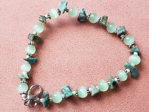 GENUINE * TURQUOISE STONE * BRACELET 8" LONG, 7-8 mm BEADS, Hand-Made in USA