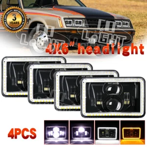 4PCS For Ford Mustang 1979-1986 Black 4x6 Inch LED Headlights Low/ High Beam DRL - Picture 1 of 12