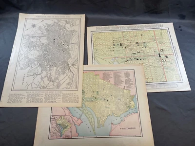 Antique Original Lot of (3) Washington DC Street Maps 1890's - Early 1900's - Image 1 of 4