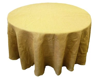Tablecloth Burlap Natural Round 120 Inch By Broward Linens - Image 1 of 2