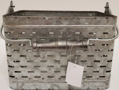 NUEVO Carrito/cubo gris metal oliva con mango móvil, aprox. 8" x 5" x 5,75" Foto 1 de 4