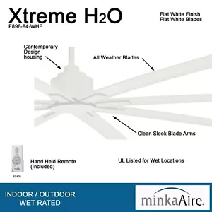 Minka Aire F896-84-WHF Xtreme H2O 84" Outdoor Flat White Ceiling Fan with Remote - Picture 1 of 4