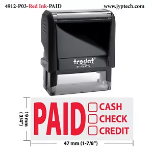 PAID w. 3 blank boxes-Trodat 4912 Self Inking Rubber Stamp - Picture 1 of 8