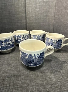 Antique Churchill Blue and White Tea Coffee Cups | Made in England | 5 available - Picture 1 of 22