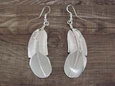 Navajo Indian Sterling Silver Feather Earrings by Chester Charley