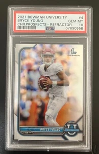 BRYCE YOUNG 2021 Bowman University CHROME 1st REFRACTOR PSA 10 GEM MINT #4 RC - Picture 1 of 2
