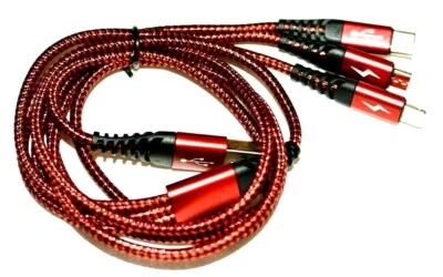 New Charger Cell Phone Cable Micro 3 In 1 Universal IPhone Type C Samsung - Image 1 of 4