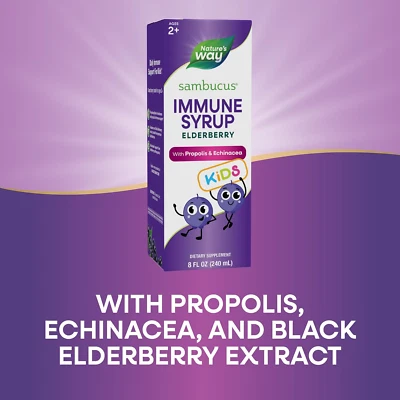 Иммунный сироп самбука бузины для детей от 2 лет и старше с эхинацеей и прополисом,... - Изображение 1 из 4