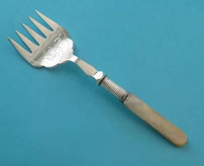 Brotgabel - versilbert / Perlmutt - England um 1920 - #17202 - Bild 1 von 4