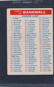 1956 Topps #NNO Checklist (Marked) VG 56TNNO-92215-8 - Picture 1 of 1