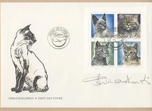 Suecia 1994 Scott #2061-2064 gatos siamés persa FDC firmado P. Naszarkowski - Imagen 1 de 1