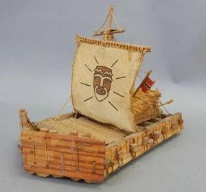 Caña nórdica nórdica danesa de mediados de siglo arte popular barco barco balsa modelo vikingo - Imagen 1 de 5