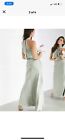 Asos Edition Satin Ruched Halter Neck Maxi Dress In Sage Green Size 22