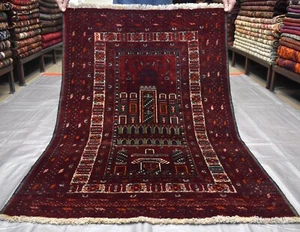 Alfombra antigua afgana persa turcomana 3x5 pies alfombra de lana oriental anudada a mano - Imagen 1 de 12