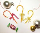 Set of 3 Beaded Candy Cane Christmas Tree Ornaments Handmade decorations vintage
