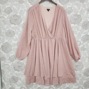 Torrid Wrap Midi Dress Size 2X Plus Long sleeve Chiffon Layer Ruffle Textured - Picture 1 of 8