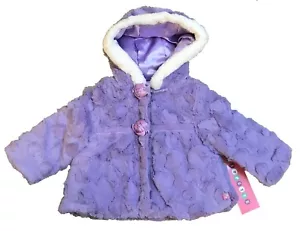 Toddlers Kids Girls Winter Faux Fur Warm Hood Jacket Coat with 2 pockets - Picture 1 of 5