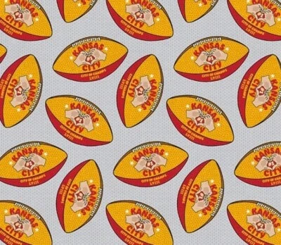 Kansas City Chiefs, NFL, KC Heart Hands, Football Fabric!1yd•BTY•Grey•FAST SHIP - Image 1 of 3