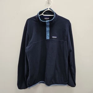 Patagonia Mens Micro D Snap-T Green Navy Fleece Pullover Jumper Size Medium - Picture 1 of 8