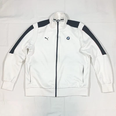 Chaqueta de pista Puma x BMW Motorsport Racing para hombre XL cremallera completa rayas L/S blanca Foto 1 de 4