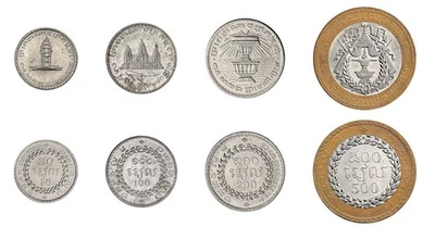 柬埔寨 50 - 500 里尔 4 件套,1994 年,KM #92 - 95,完好 — 第 1/4 张图片