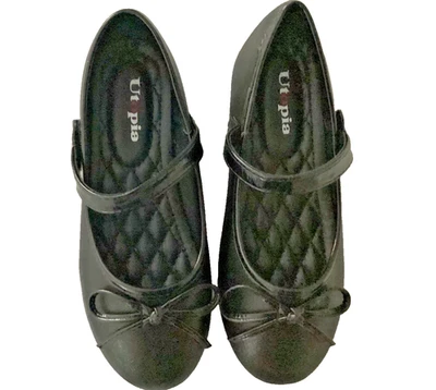 Girls Dressy Shoes by Utopia- size 13- Black   Mary Jane style with bow. - Image 1 of 4