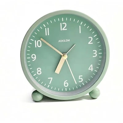 Analog Alarm Clock, Non-Ticking Silent Travel Small Clock, Battery Mint Green - Image 1 of 4