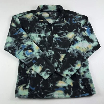 Volcom Mens L Black Green 1/4 Zip Winter Sports Outdoor Casual Fleece Jacket - Image 1 of 4