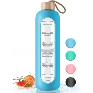 Trinkflasche 1L Glas Wasserflasche Getränkeflasche BPA-frei Borosilikatglas Gym - Bild 1 von 12
