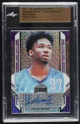2021-22 Leaf Metal Pre-Production Proof Purple Mojo 1/1 Yohan Traore Auto 1c0k - Image 1 of 3
