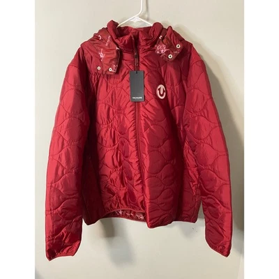 New True Religion Detachable Onion Quilt Puffer Jacket, Red Dahlia Size XXL - Image 1 of 3