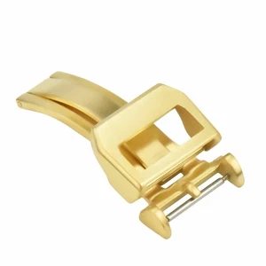 18MM DEPLOYMENT CLASP BUCKLE WATCH BAND FOR IWC PILOT PORTUGESE AQUATIMER GOLD - Picture 1 of 4