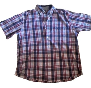 CHAPS Mens XXL Blue Red Plaid Short Sleeve Shirt Button Up Classic Fit 2XL - Picture 1 of 11