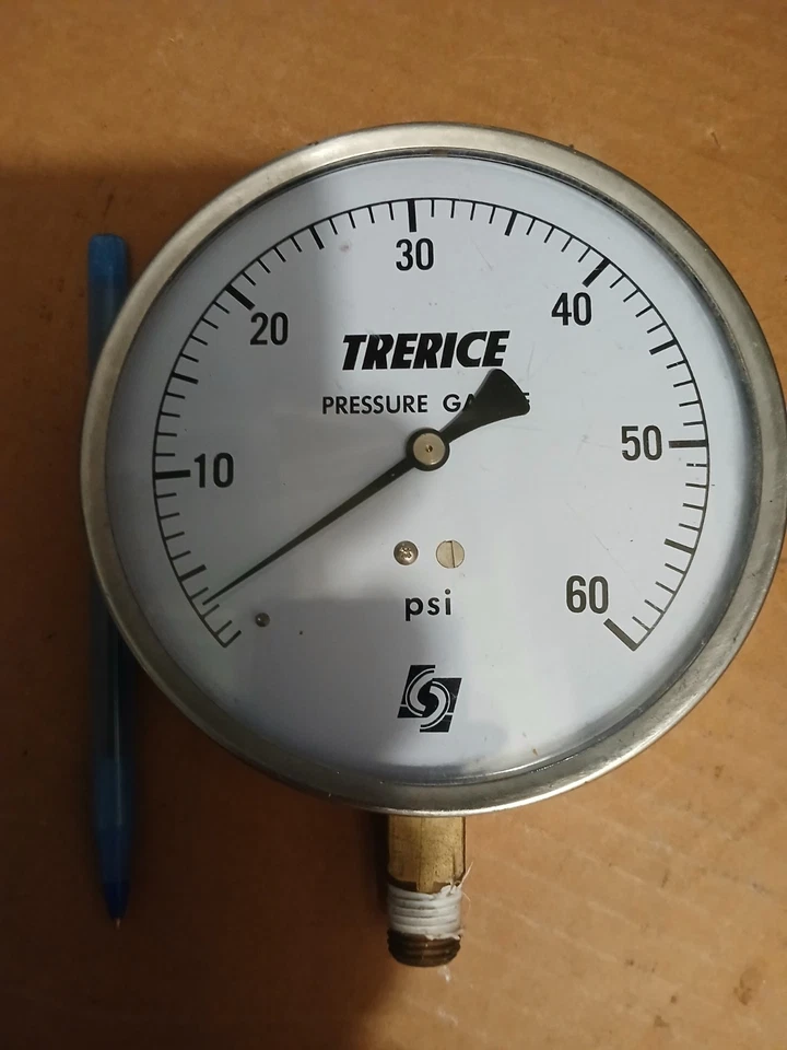 TRERICE 4.5” DIAL PRESSURE GAUGE,  0-60 PS, 1/2" NPT - Image 1 of 1