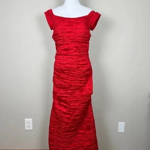 Alex Abendkleid Kleid 12 rot Taft schulterfrei formell Cocktail Etui - Bild 1 von 18