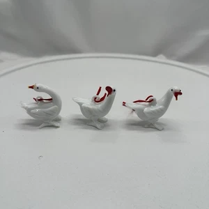 Vintage Kunst mundgeblasene Glastiere - weiße Ente Vogel Schmuck Ornament Figur - Bild 1 von 24