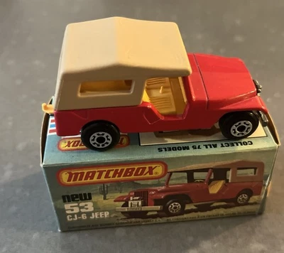 VINTAGE 1977 MATCHBOX LESNEY CJ-6 JEEP TRUCK #53 RED - ENGLAND SUPERFAST Mint - Image 1 of 4