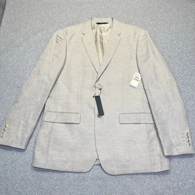 Perry Ellis Blazer Men's 44R Natural Linen Core 2 Button Sport Coat Lightweight - Image 1 of 4