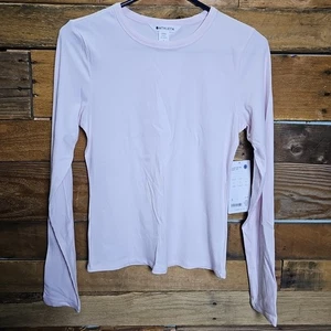 Neu mit Etikett Athleta Signature langärmliges geripptes Oberteil mit Rundhalsausschnitt pink  - Bild 1 von 5
