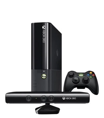 Microsoft Xbox 360 with Kinect 4GB Black Console, 2 Controller, Many Games - Image 1 of 4