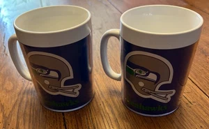 Lot Of 2 Vintage Seattle Seahawks Thermo-Serv 4" Coffee Cup Mug 10oz NFL 1976 - Picture 1 of 11
