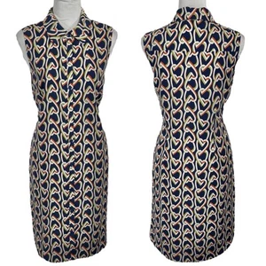 Cabi Sleeveless Button Down Shirt Dress Size M Heart Chain Print Colorful Retro - Picture 1 of 16