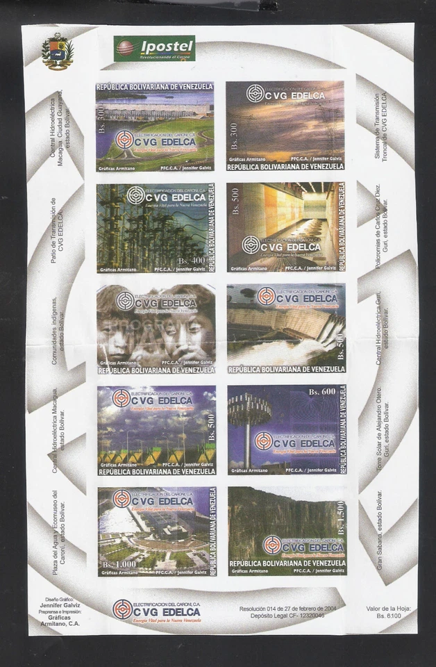 Venezuela: 2004; Scott 1639, imperforated, Edelca, 40th Anniv. VZ0013 - Image 1 of 1