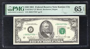 FR. 2120-J* 1981 $50 *STAR* FRN KANSAS CITY, MO PMG GEM UNCIRCULATED-65EPQ - Picture 1 of 2