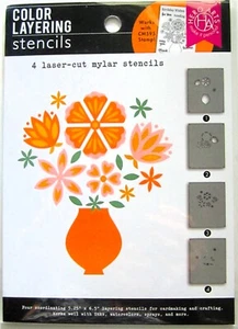 Blumen in Vase Farbschicht Schablone von Hero Arts 4 Schablonen SA189 NEU! - Bild 1 von 1