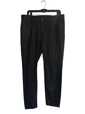 Pantalones para mujer Eileen Fisher talla 16 negros mezcla de algodón bolsillos denim encerado Foto 1 de 4