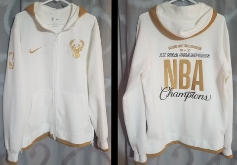 Men's Milwaukee Bucks Nike White/Gold 2021 NBA Finals Champions Trophy Ring Bann Cover
