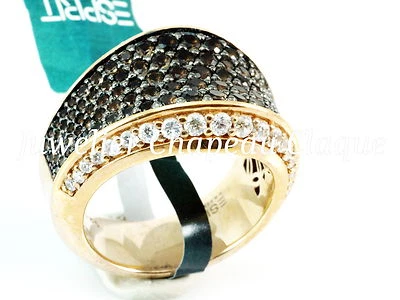ESPRIT COLLECTION JEWELS Ring Gr 19 rosevergoldet schwarze  weiße Zirkonia - Bild 1 von 4