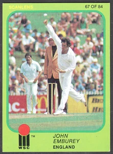 1981-82 SCANLENS [1980 - 1982 TOURS] CRICKET CARD - 67 John EMBUREY (ENGLAND) NM - Picture 1 of 2