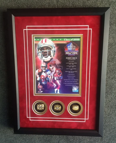 Jerry Rice San Francisco 49ers Stat Mat w-Framed Commemorative Replica Rings Cover